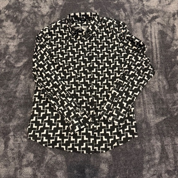 Express Other - Express Slim 1MX Mens XL Black White Geometric Long Sleeve Button Up Shirt